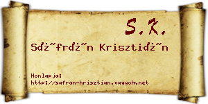 Sáfrán Krisztián névjegykártya